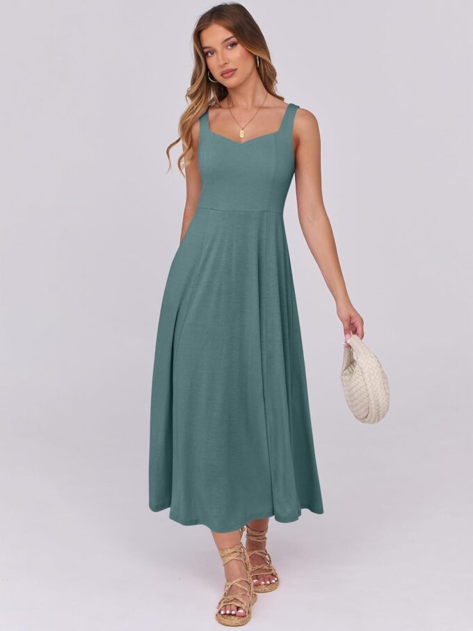 ANRABESS Women Summer Casual Dress Sleeveless Smocked Back Tank Midi Dresses 2025 Beach Vacation Sundress with Pockets – Bild 4