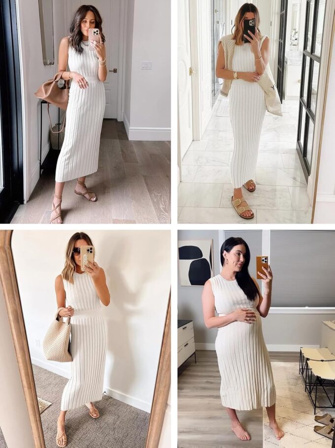 Danedvi Women's Knit Midi Tank Dress 2025 Summer Sleeveless Ribbed Crew Neck Bodycon Casual Basic Going Out Dresses – Bild 4