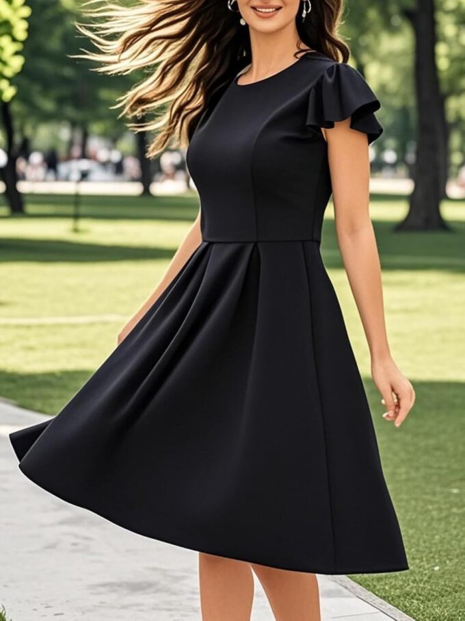 oxiuly Women's Flounce Sleeve Wedding Church Vintage Dresses Casual Floral Party Cocktail Work Dress with Pockets Fei376 – Bild 3
