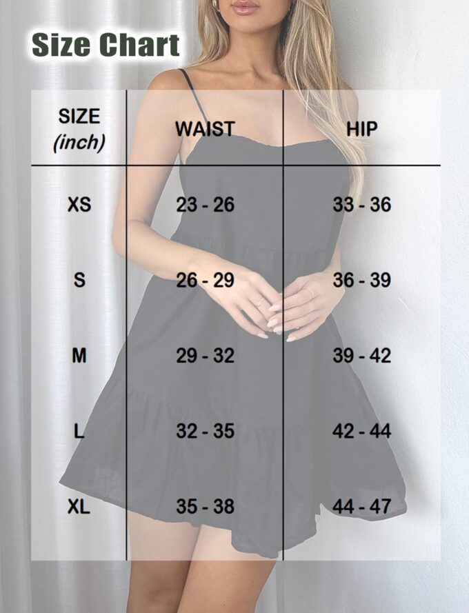 Flowy Short Sundress Mini Babydoll Dresses for Women Going Out Tiered Ruffle Beach Spaghetti Strap Swing Dress Cute – Bild 6