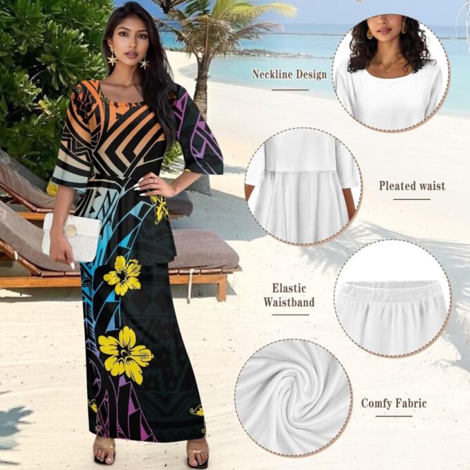 2025 Puletasi Samoan Traditional Elegant Women Dress Polynesian Prom Dress for Luau, Beach Party – Bild 5