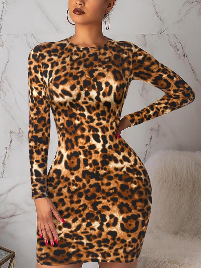 Women's Long Sleeve Bodycon Dress - Mini Spring Fall Club Party Fitted Tight Pencil Dresses – Bild 3