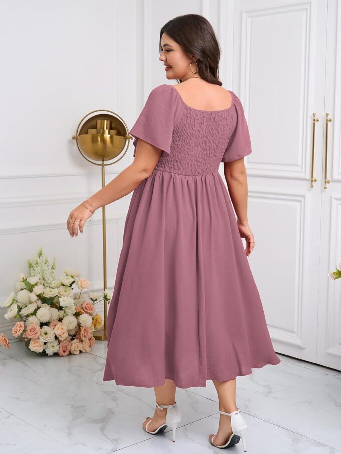 SCOMCHIC Women's Plus Size Maxi Dress Summer Short Sleeve Sweetheart Neckline A Line Wedding Guest Cocktail Dresses – Bild 7