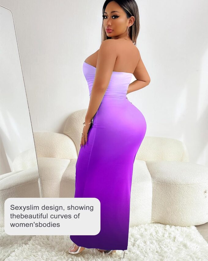 Women's Summer Dress Bodycon Bandeau Maxi Tube Strapless Long Casual Party Dresses Sleeveless Off Shoulder Backless – Bild 4