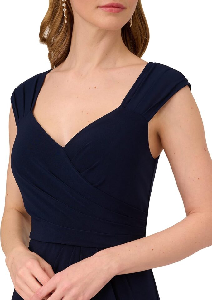 Adrianna Papell Damen Drapiertes Jersey und Chiffon Kleid – Bild 4