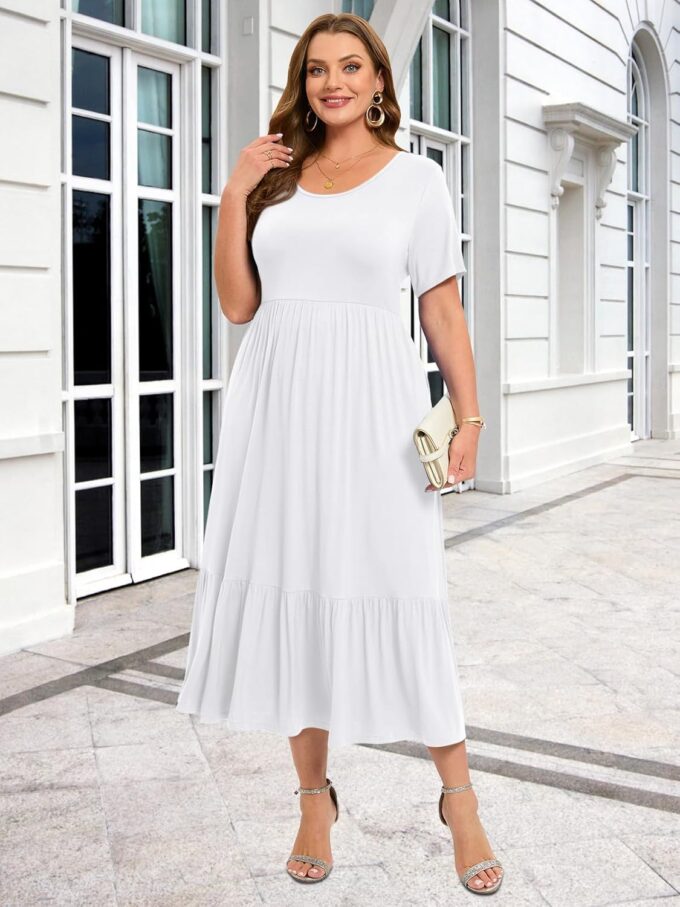 LARACE Plus Size Dresses for Women Summer Casual Short Sleeve Long Dress Flowy Maxi Beach Dresses with Pockets L-6XL – Bild 6
