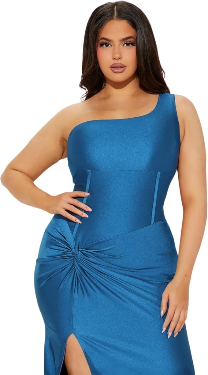 Womens Formal Party Dresses Ruffle High Slit Sexy Evening Curvy Wrap Long Black Dresses – Bild 5