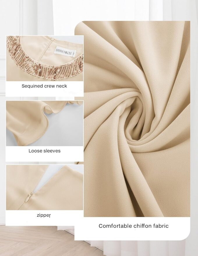 Hanna Nikole Plus Size Women's Dress A-Line Short Ruffle Sleeve Women 2025 Sping Summer Dress Apricot 22 Plus – Bild 6