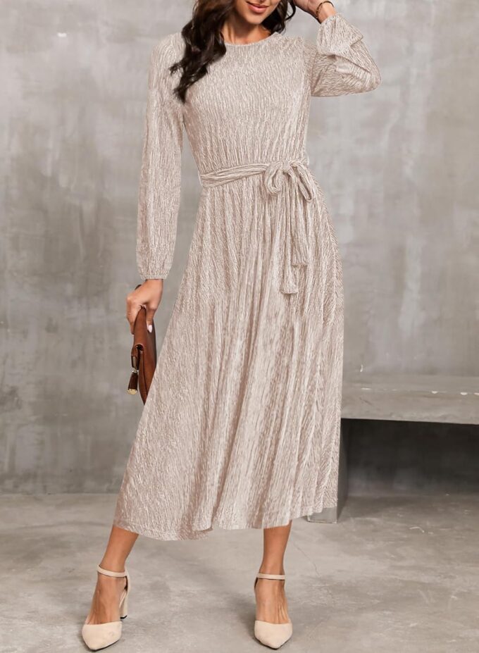 Happy Sailed Women's Velvet Dress Fashion Spring Lantern Sleeve High Waist A-Line Long Formal Party Dresses – Bild 4