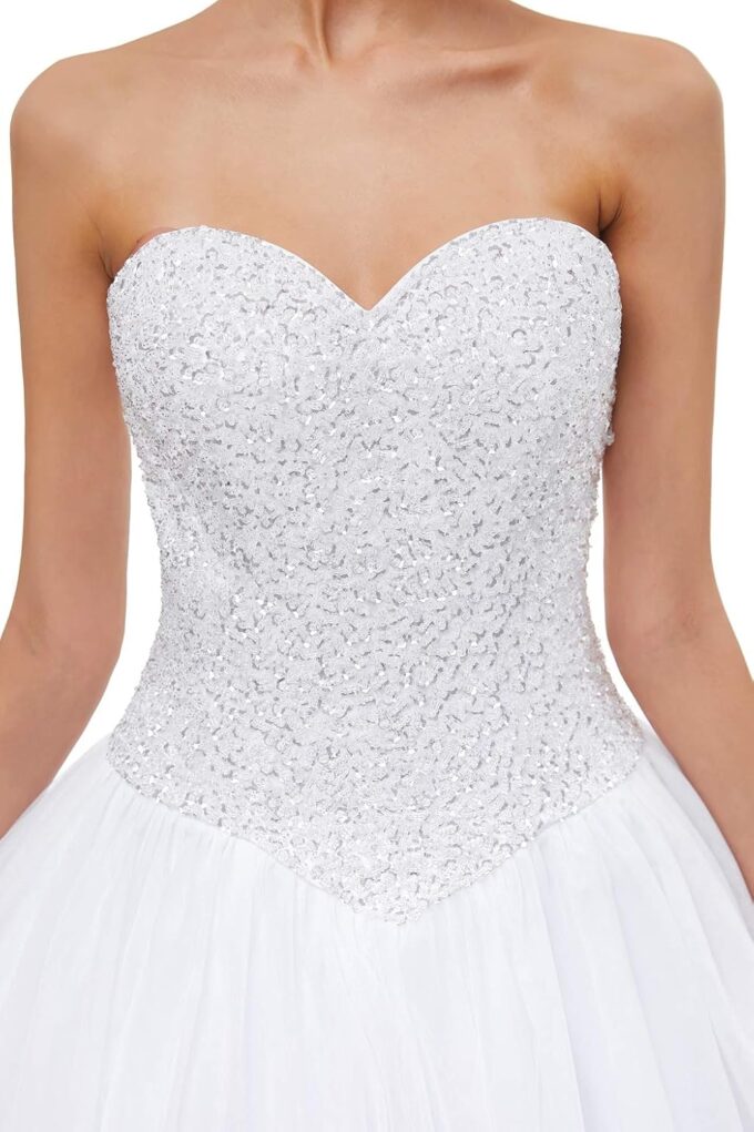 Sweetheart Tulle Ball Gown Wedding Dress, A-line Bridal Gown with Train – Bild 6