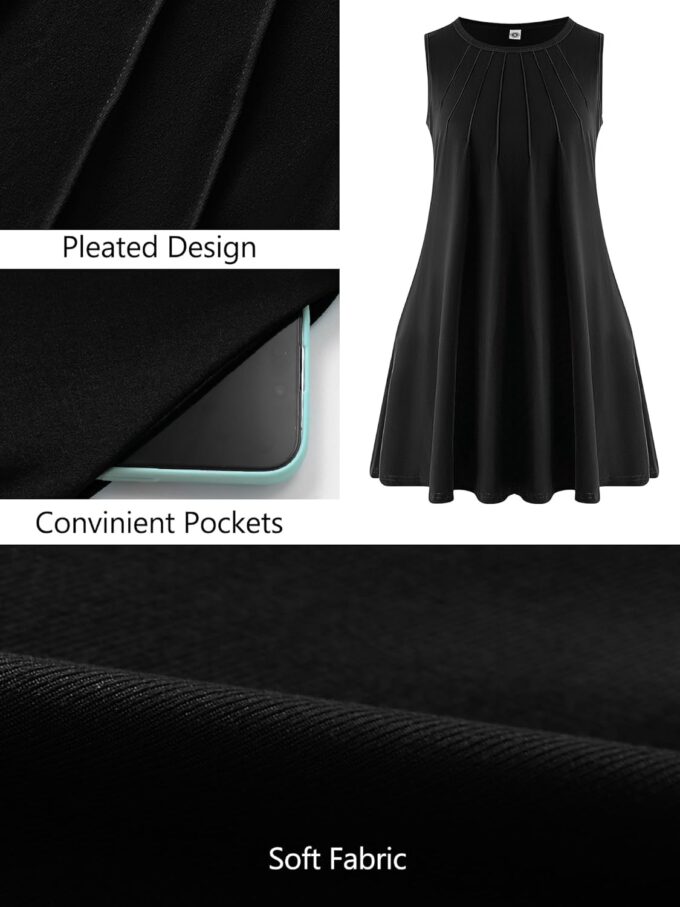 AusLook Plus Size Women's Summer Sleeveless Crew Neck Midi Dresses Casual Loose Fitting Tank Sundress with Pockets – Bild 4