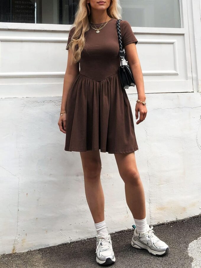 Womens Summer T Shirt Dress Short Sleeve Casual Mini Dresses Drop Waist Swing A Line Dress with Pockets – Bild 4