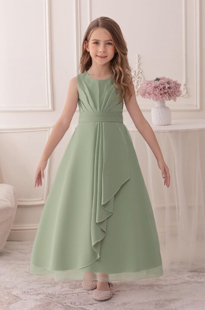 Junior Bridesmaid Dresses Flower Girl Formal Wedding Guest Pageant Fancy Long Maxi Dress Elegant Party Gown – Bild 5