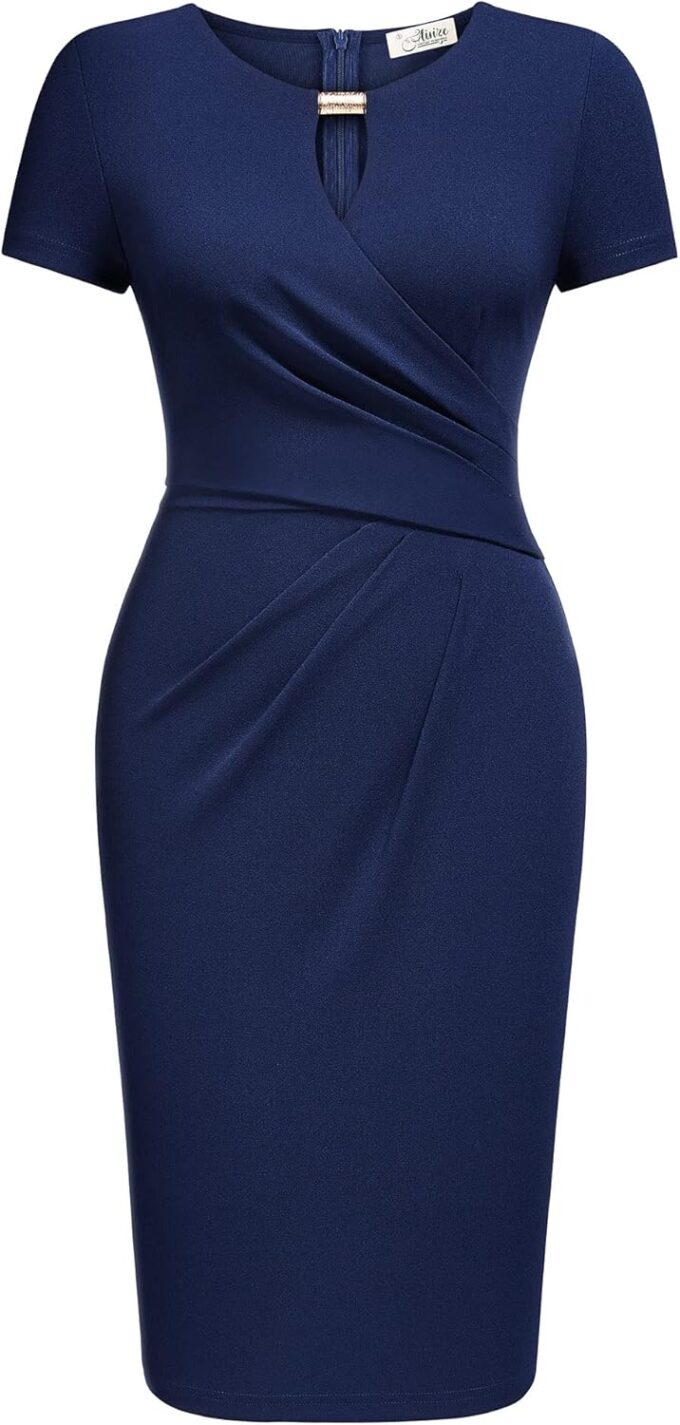 AISIZE Women's Classic Keyhole Neck Wrap Cocktail Party Sheath Dress – Bild 2