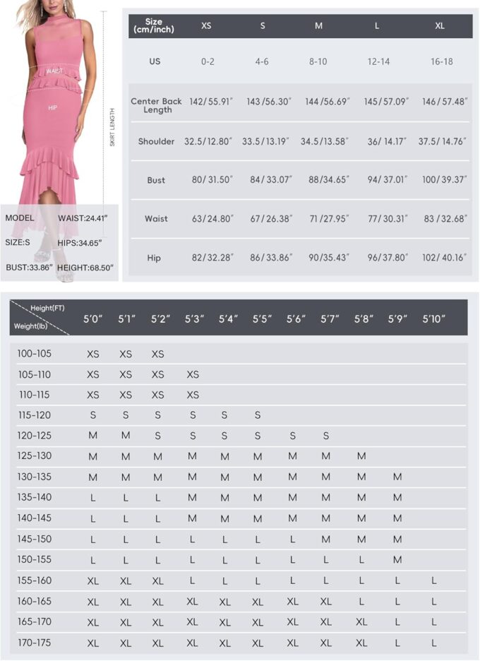 Aisbei Women's Elegant Bodycon Maxi Dress Mock Neck Sleeveless Mesh Ruffle Dress Party Cocktail Formal Wedding Guest Dresses – Bild 6