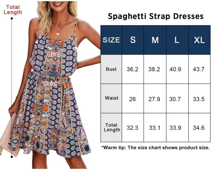 PRETTYGARDEN Women's Summer Mini Sundress Casual Spaghetti Strap Dresses Floral Sleeveless Ruffle Short Dress with Belt – Bild 6