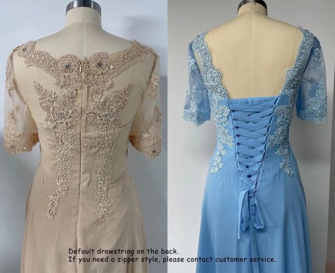 Laces Appliques Mother of The Bride Dresses Short Sleeves Chiffon Formal Evening Dress for Mom – Bild 4