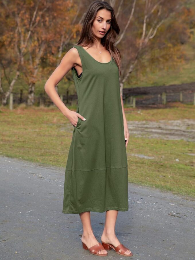 BerryGo Women's Loose Casual Midi Cotton Dresses Sundress Sleeveless Beach Summer Trendy Tank Top Dress with Pockets – Bild 6