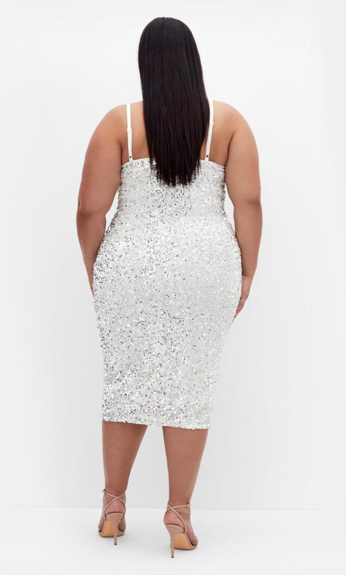 City Chic Plus Size Sequin Solar Silver Dress – Bild 2