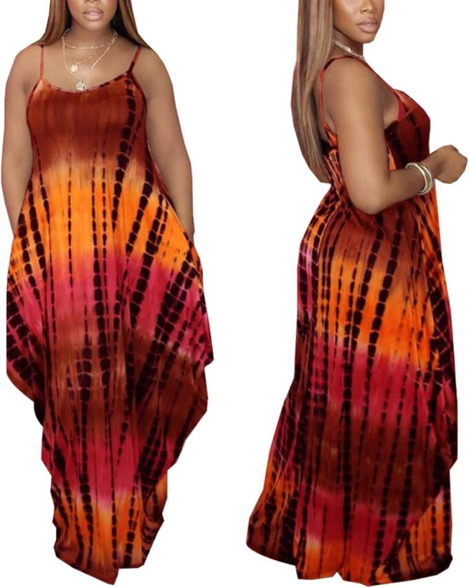 DvaeMalligo Women's Casual Maxi Dresses Summer Sexy Stripe Long Floor Length Sleeveless Colorful Sundresses Plus Size – Bild 3