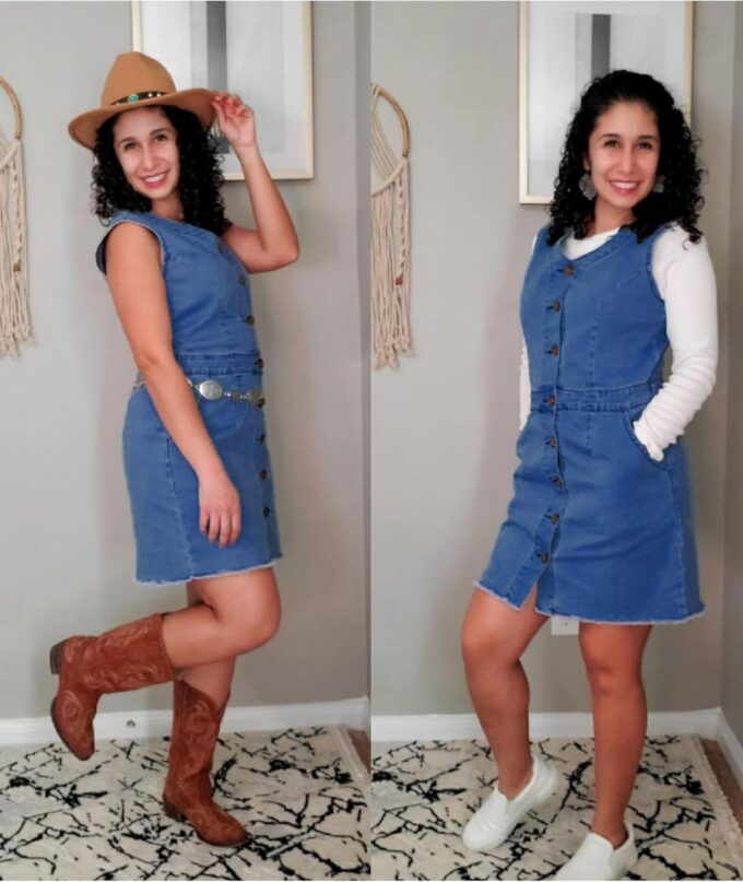 luvamia Women's Casual V Neck Sleeveless Jeans Button Down Denim Short Dress – Bild 4
