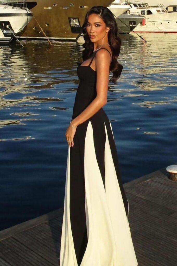 Women‘s Maxi Summer Dress Patchwork Pleated Italian Wedding Guests Dresses EEM112 – Bild 3