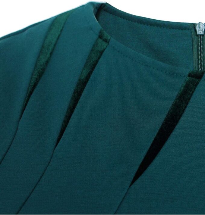 VFSHOW Elegantes Damenkleid mit Rundhalsausschnitt, Patchwork, schmal, für Arbeit, Büro, Bleistiftkleid – Bild 3