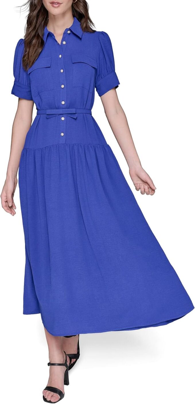 KARL LAGERFELD Women's Short Sleeve Collared Shirtdress