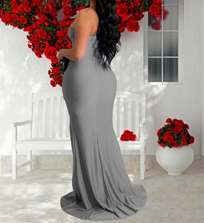 Women's Sexy Off Shoulder Bodycon Maxi Dresses Elegant High Split Club Party Long Dress – Bild 5