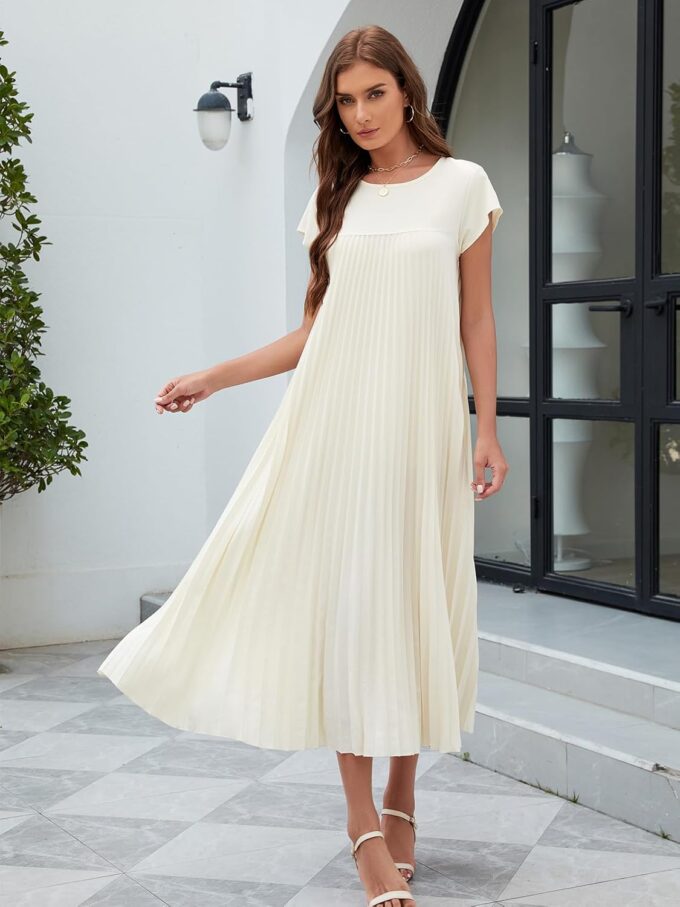 SEAFORM Women's Summer Dress Round Neck Casual Loose Dresses Short Sleeve Lightweight Maxi Dresses for Women with Pockets – Bild 6