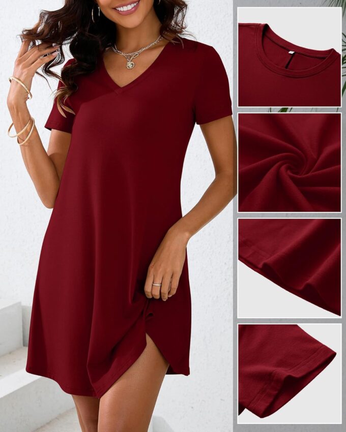 Huukeay 3 Pack Women's V Neck Short Sleeve T Shirt Dress Trendy Basics Dress – Bild 5
