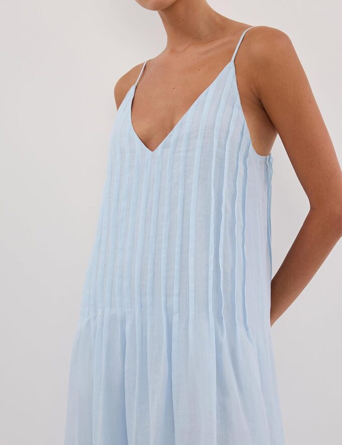 MISSACTIVER Women V Neck Pleated Maxi Dress Sleeveless Backless Long Dress Adjustable Spaghetti Straps Elegant Summer Dresses – Bild 4