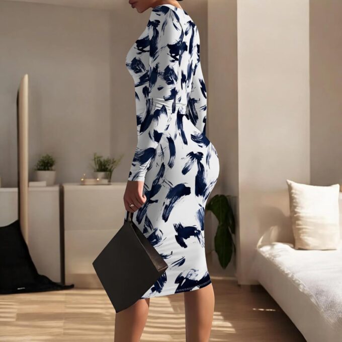 PinkPatty Women's Long Sleeve Midi Dress Sexy Bodycon Pencil Dress Crew Neck Cocktail Dresses – Bild 6