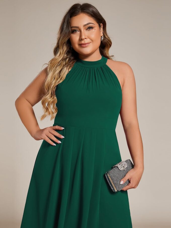 Ever-Pretty Plus Women's Sleeveless Halter A Line Pleated Classy Plus Size High Low Wedding Guest Dresses 31926-DA – Bild 5