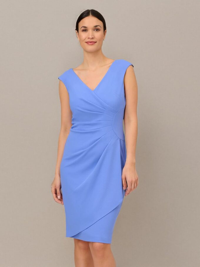 Adrianna Papell Women's Crepe Draped Overlay Dress – Bild 4