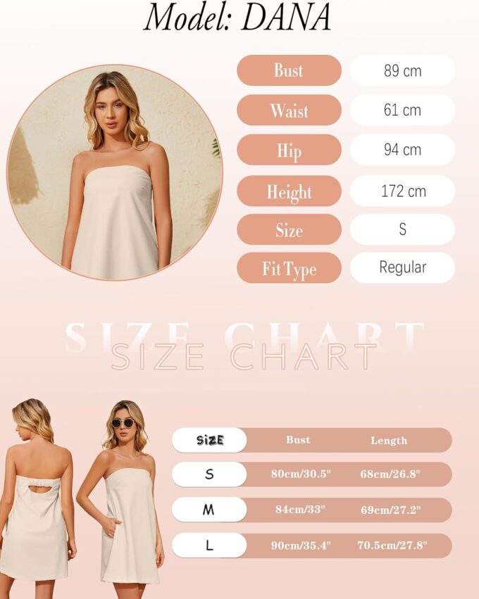 Livtany Women Off Shoulder Tube Dress Polka Dot Strapless Sleeveless with Pocket Bandeau Dress Cut Out Backless Mini Dresses – Bild 6