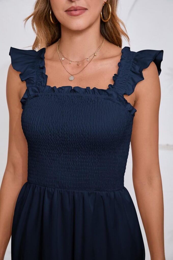 2025 Women Summer Short Dress Square Neck Sleeveless Ruffle Backless Casual Boho Beach Cute Sundress Cotton Vacation – Bild 6