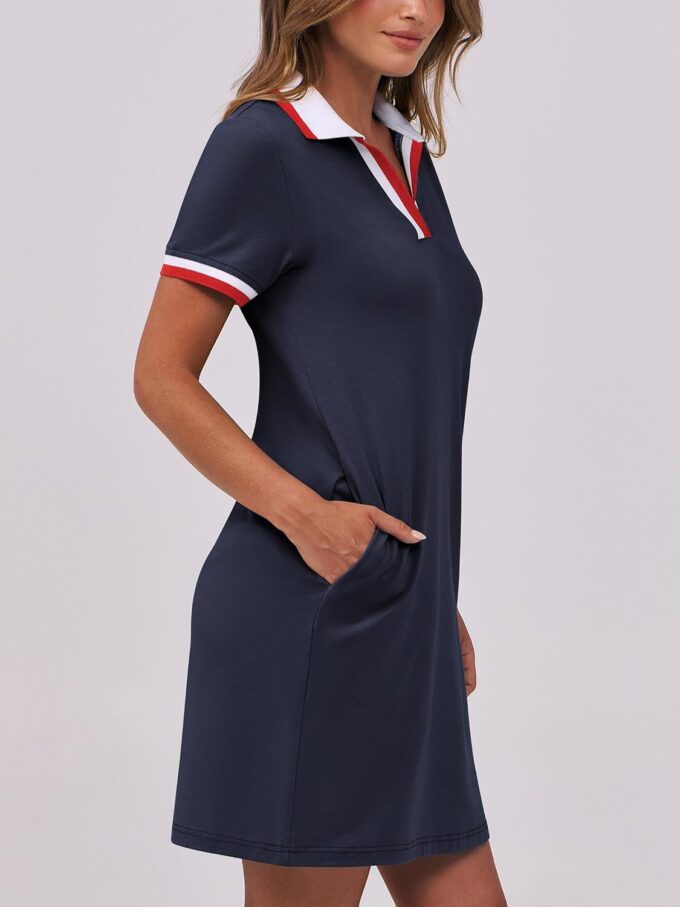ANRABESS Women’s Polo Dresses Short Sleeve V Neck 2025 Casual Summer Tennis Golf Mini Shirt Dress with Pockets – Bild 6