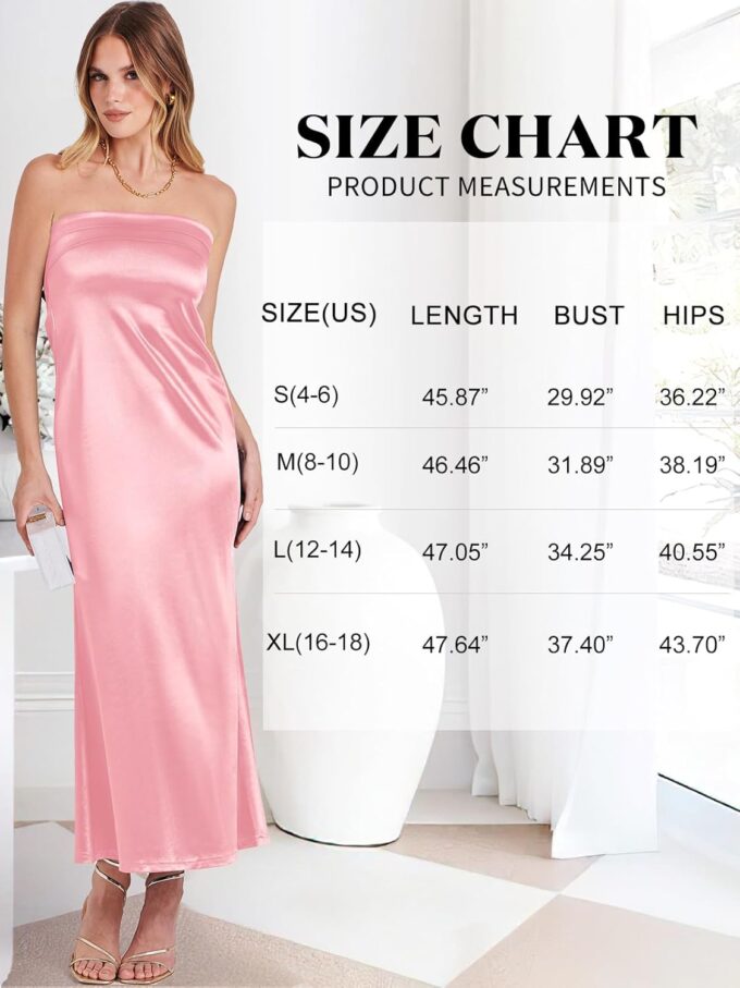 ANRABESS Women Summer Wedding Guest Maxi Dress Strapless Satin Tube Bodycon Backless Cocktail Formal Dresses 2025 Fall – Bild 6