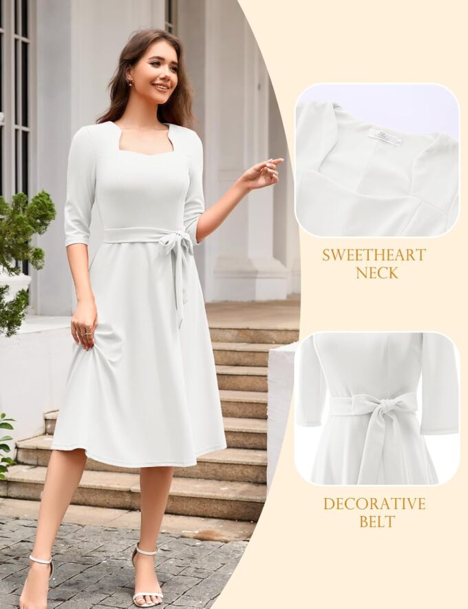 HomRain Women's Cocktail Formal Dresses Elegant Wedding Guest A-Line Graduation Tea Party Modest Prom Church Dress – Bild 5