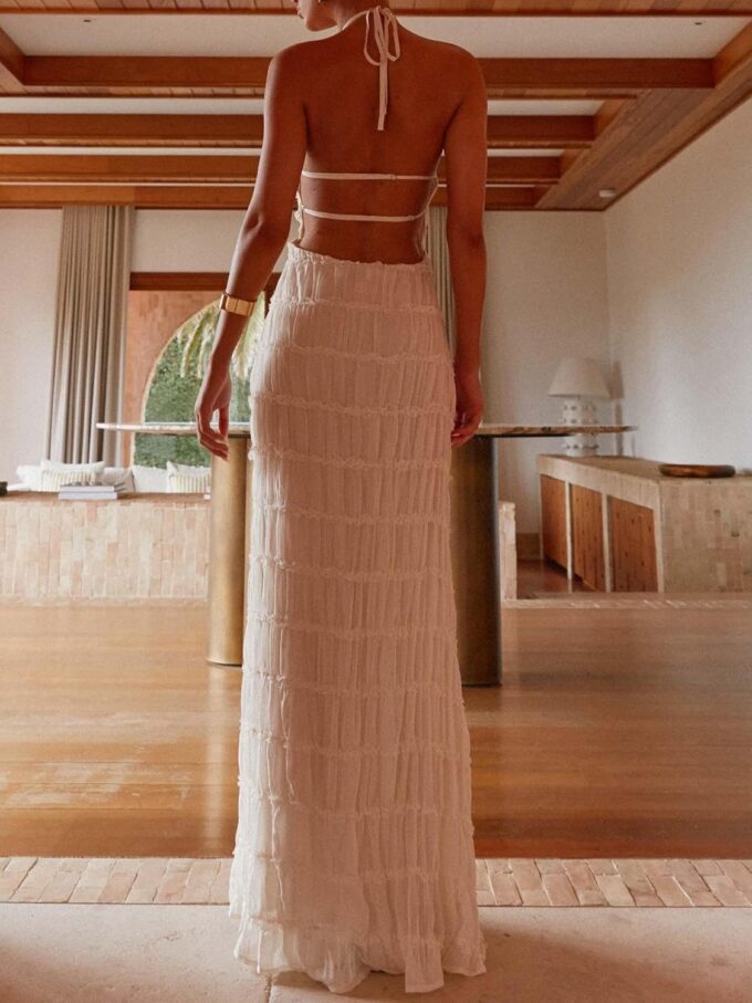 Women Y2k Backless Long Dress Halter Tie Neck Maxi Dress Flowy Beach Sundress Summer Streetwear – Bild 5