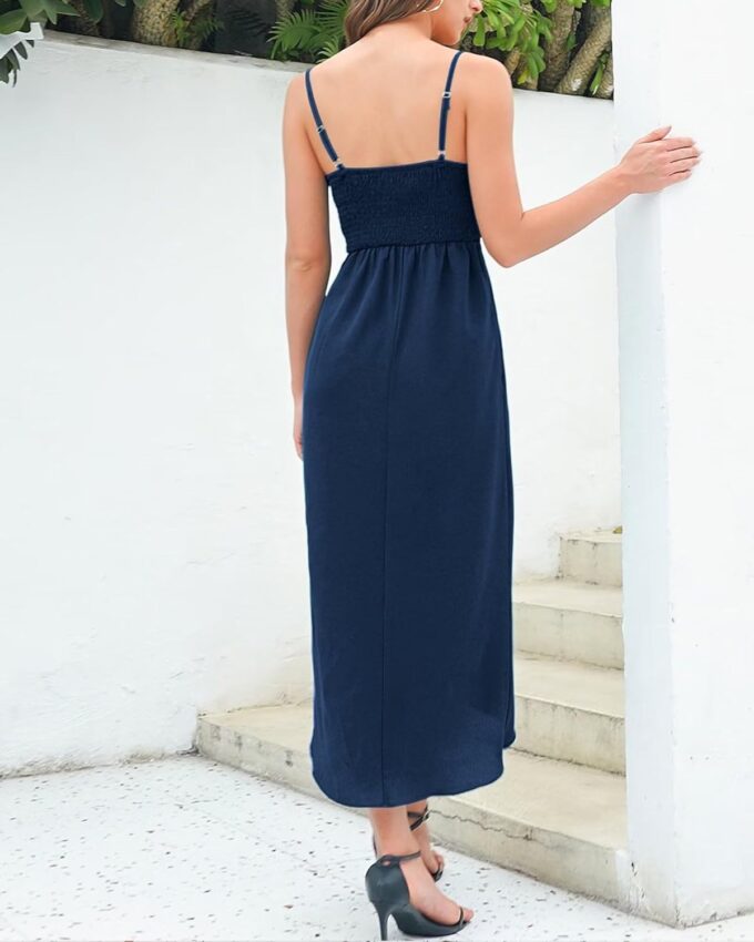 Brosloth Womens Wedding Guest Dresses High Low Wrap Smocked Midi Formal Dresses – Bild 5