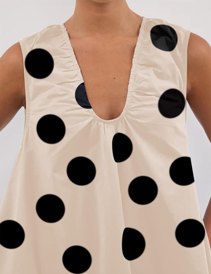 Meladyan Women's Polka Dot Babydoll Mini Dress Scoop Neck Sleeveless Summer Tank Dresses with Pockets – Bild 4