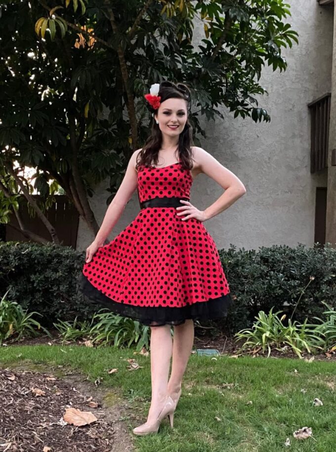 oten Women's Vintage Polka Dot Halter Dress 1950s Floral Spring Retro Rockabilly Cocktail Swing Tea Dresses – Bild 3