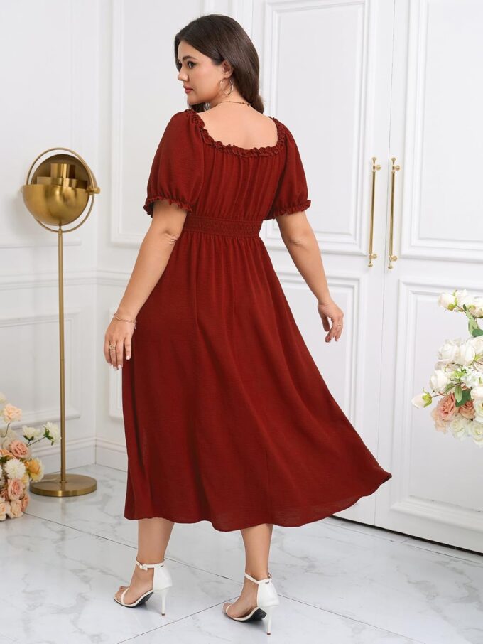 Womens Plus Size Dress Wedding Guest Cocktail Short Sleeve Stringy Selvedge V Neck Slit A Line Flowy Maxi Dresses – Bild 2