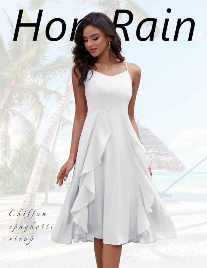 HomRain Women's Cocktail Tea Party Beach Dresses Formal Graduation Wedding Guest Chiffon Summer Evening Elegant Dress 2025 – Bild 3