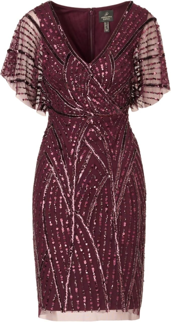 Adrianna Papell Women's Beaded Dolman Sleeve Dress – Bild 5