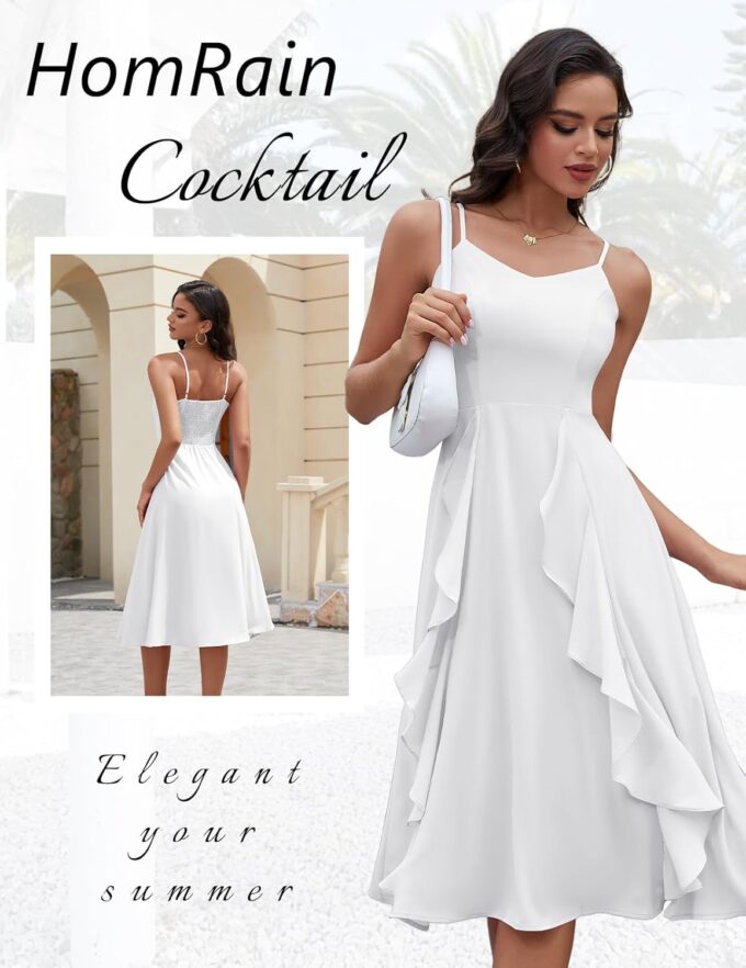 HomRain Women's Cocktail Tea Party Beach Dresses Formal Graduation Wedding Guest Chiffon Summer Evening Elegant Dress 2025 – Bild 2