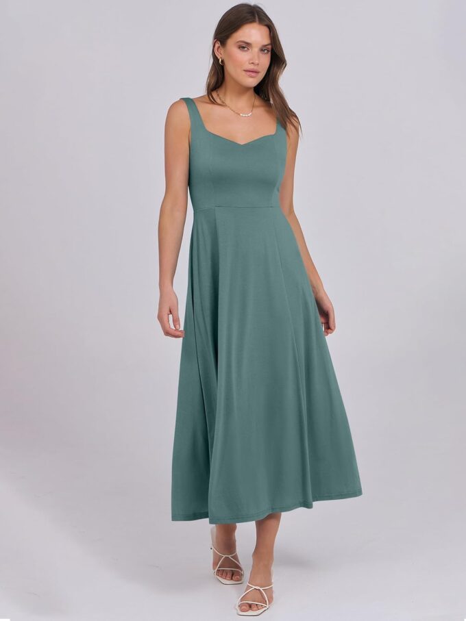 ANRABESS Women Summer Casual Dress Sleeveless Smocked Back Tank Midi Dresses 2025 Beach Vacation Sundress with Pockets – Bild 2
