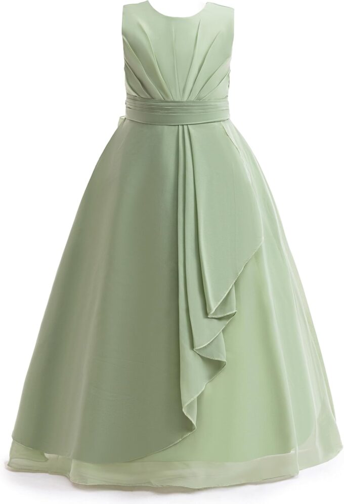 Junior Bridesmaid Dresses Flower Girl Formal Wedding Guest Pageant Fancy Long Maxi Dress Elegant Party Gown